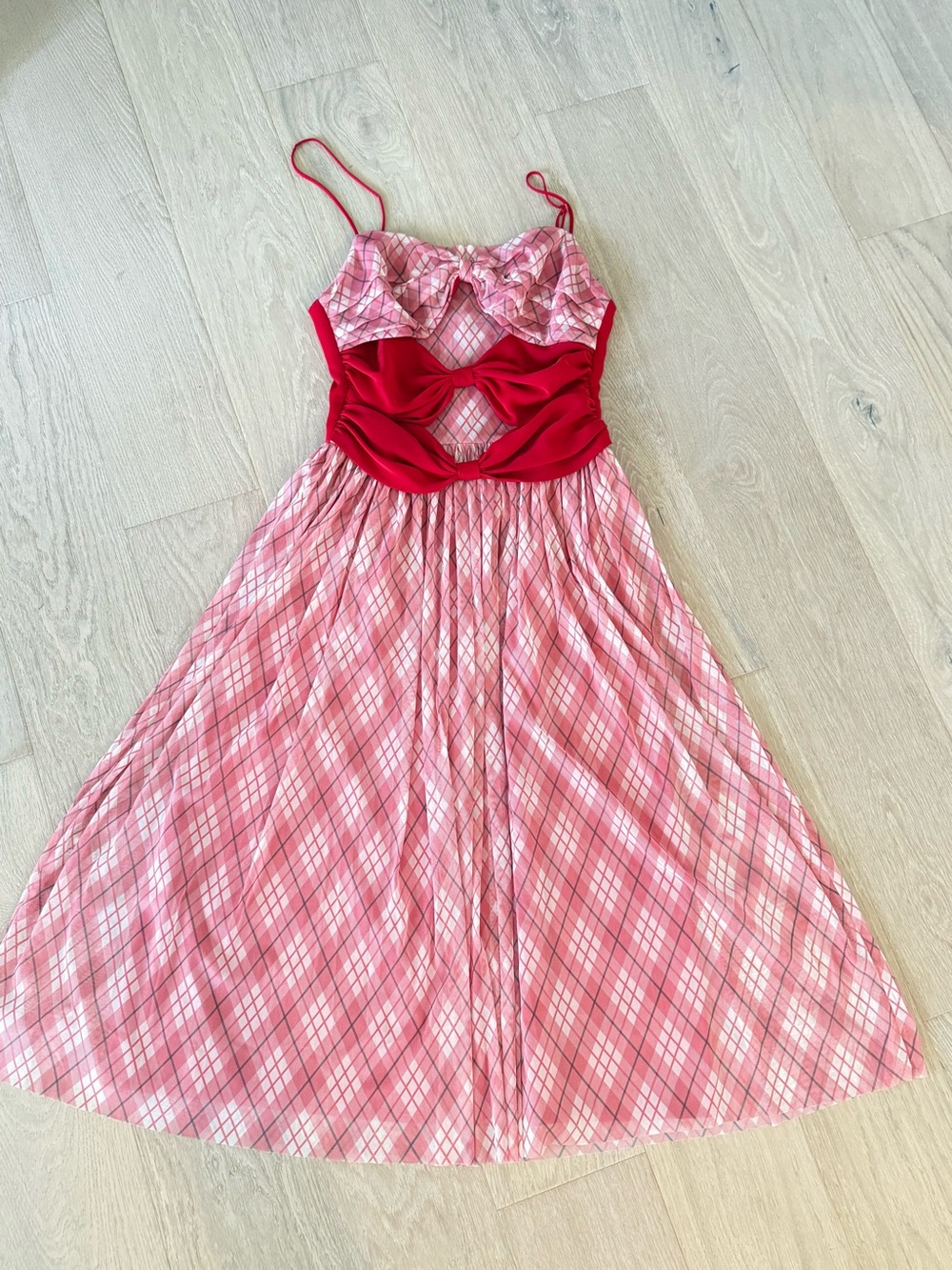 Adam Lippes Collective Plaid Mesh Cutout Midi Dress Size 6 RTR Wedding Guest EUC